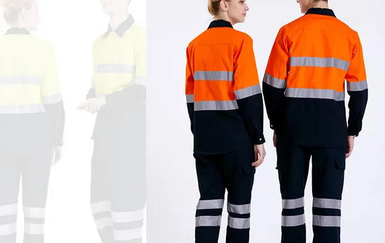 Construction High Visibility Work Hi Vis Fr Fabric Reflective Safety Clothing Long Sleeved Polo Tshirt and Pants Orange Suits Workwear