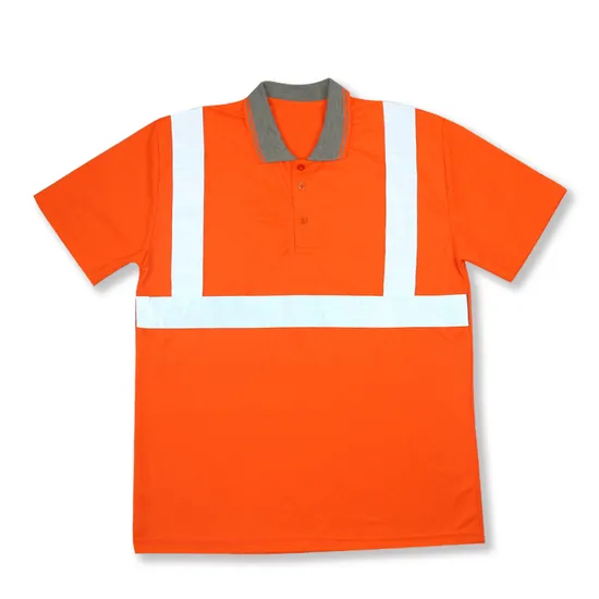 100% Polyester Fabric Reflective Work Short Sleeve Shirts Custom Polo Shirt Men T-Shirt with Reflective Tape