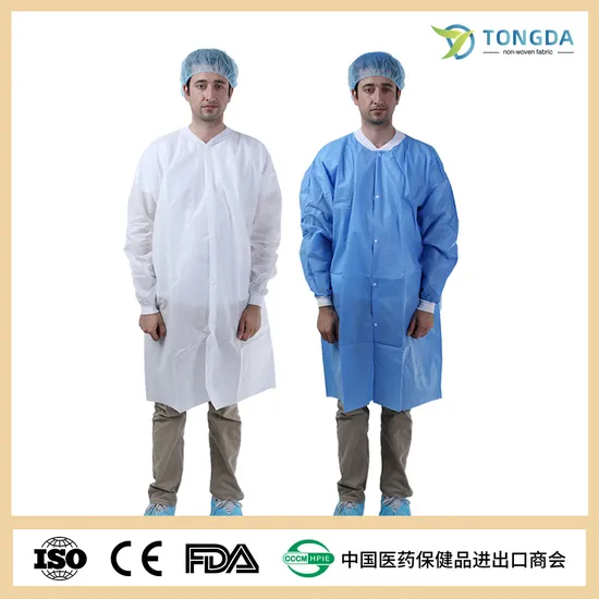 Protective clothing Lab coat Disposable PP/SMS Work Suit Isolation Gown Waterproof LabCoat