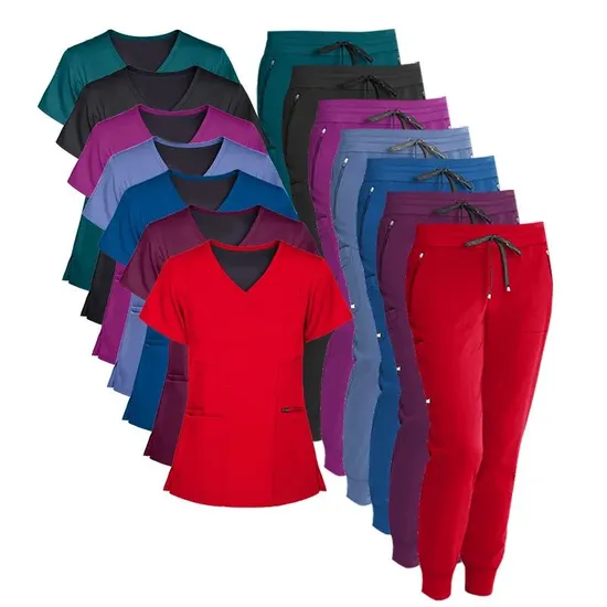 Wholesale Custom Scrubs Suit Hospital Uniforms Medical Nurse Uniform Jogger Type Nurse Scrub Sets with Women
