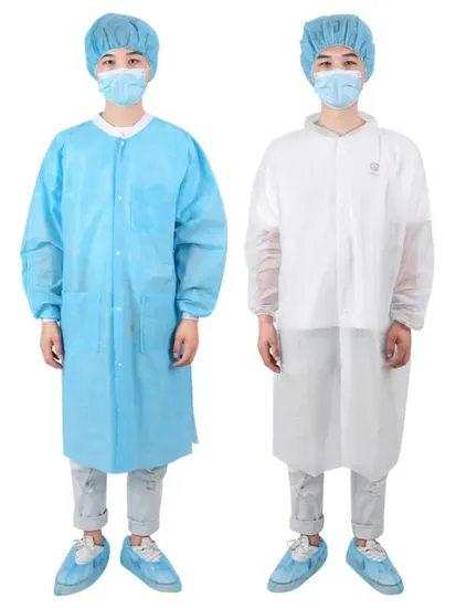 Disposable PP Lab Coat with Pocket Custom Design Style for Laboratory Electronics Factory