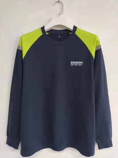 Siemens 100%Cottton High Quality Custom Long Sleeve T Shirt for Uniform, Workwear T-Shirt with Reflective Strips