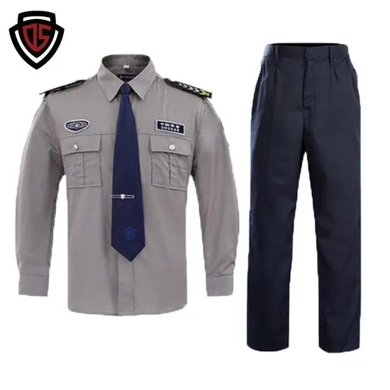 Double Safe Police Combat Guard Wholesale Men Clothing Long Sleeve Light Grey Security Military Uniforms