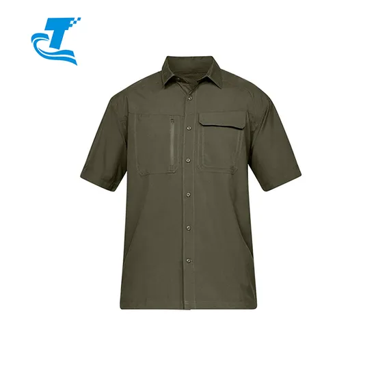 Drill Working Shirt Men Workwear, 95% Polyester 5% Quick Dry Men Summer Woven Shirt