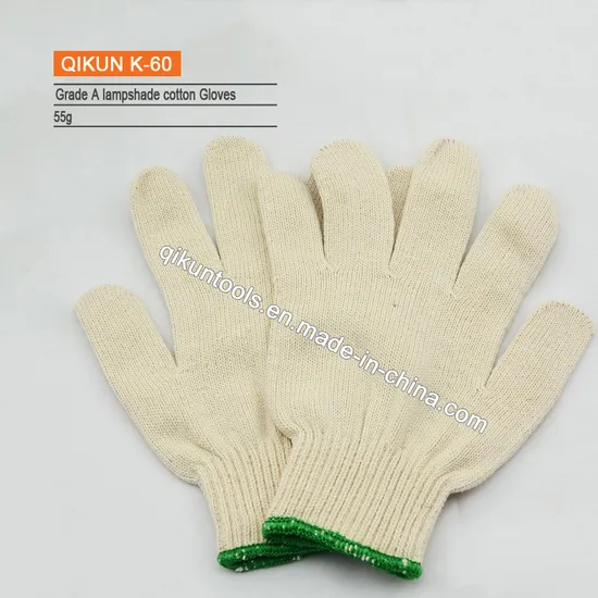 K-60 Grade a Lampshade Knitted Cotton Working Safety Nylon Laobr Protect Industrial Gloves