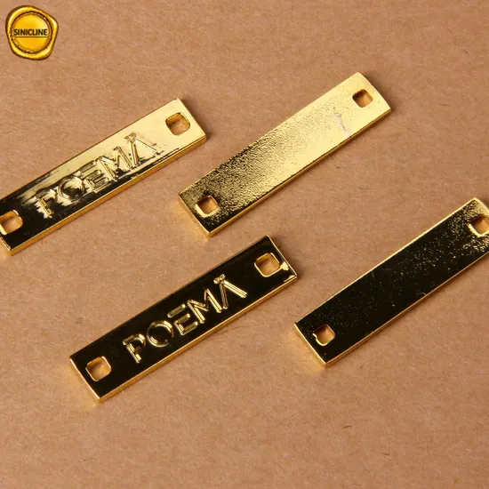 Sinicline Gold Plating Customized Logo Metal Plates for Swimsuits