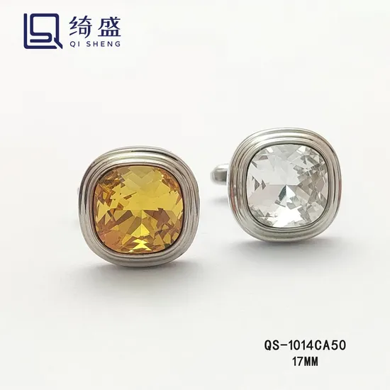 Wholesale New Design Metal Cuff Links Tie Clip Concise Style Cufflinks with Rhinestone