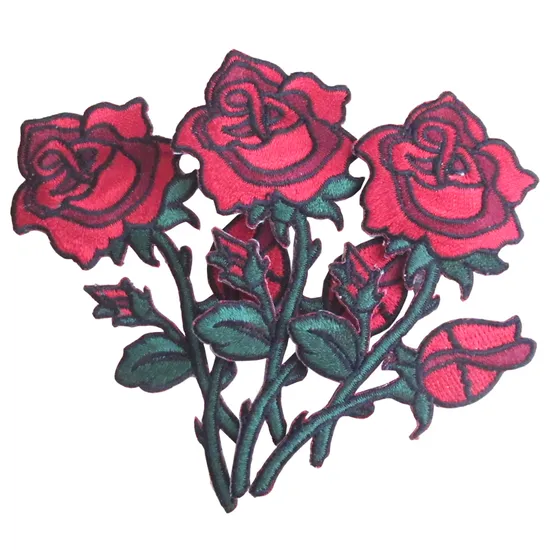 Customized Handmade Accessories Embroidered Flower Design Iron on Patches