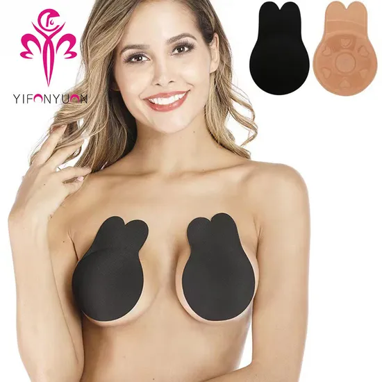 Fashion Reusable Rabbit Ear Nipple Cover Silicone Self Adhesive Push up with Glue for Women Bra Nipple Cover