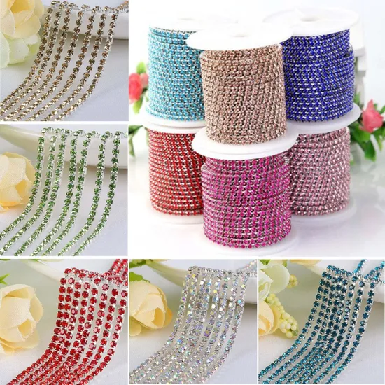 Wholesale Crystal Rhinestone Body Chain Cup Chain Rhinestone Trimming Roll for Dress Garment Accessories