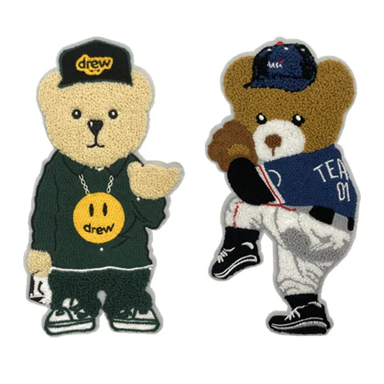 Computer Embroidery Cartoon Bear Head Embroidered Chenille Garment Accessories Garment Decoration Custom Stickers Patch