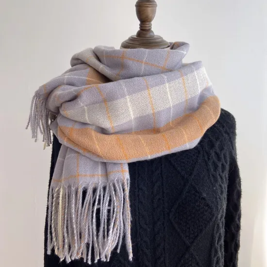 Warm Soft Pashmina Scarf Shawl Ladies Blanket Long Plaid Tassel Cashmere Scarf