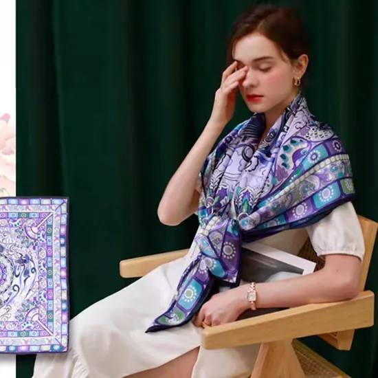 100% Silk Scarves Printing Square Custom Logo High Quality Scarf