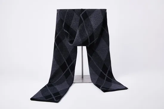 Mige Men′s Dark 100% Pure Wool Striped Knitted Scarf Winter Warm Scarf