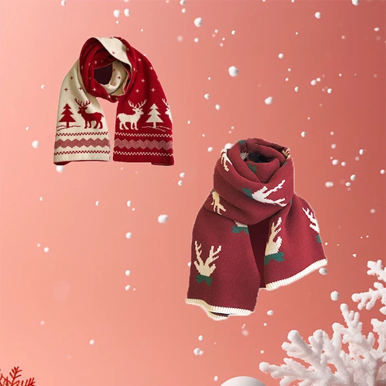 Christmas Scarf Jacquard Printed Pattern Cashmere Neck Deer Winter Knitted Scarf