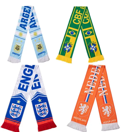 Custom Logo Double Side Souvenir Tassel Knitting Soccer Sports Scarf Fashion Women Scarf Wholesale