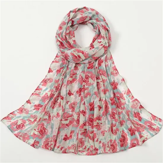 Hot Sale Floral Printed Scarf Trendy Chiffon Shawl