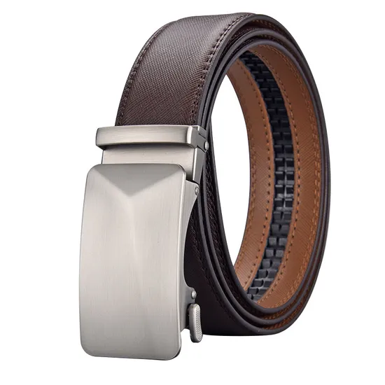 High Quality Fashion Saffiano Leather Men Belts Genuine Leather Automatic Buckle Belt