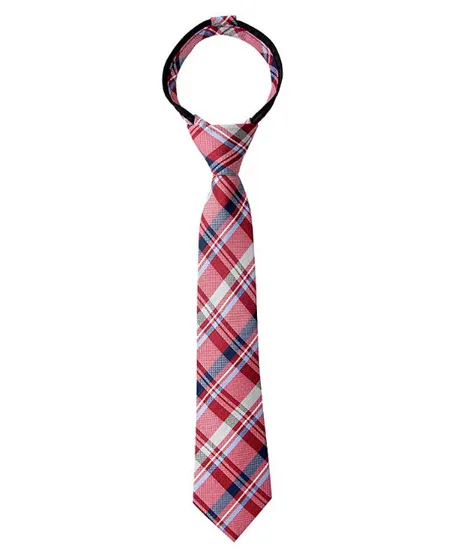 Cheap Fashion Polyester Silk Uniform Kids Lattice Tie with Elastic Cord with Any Logo