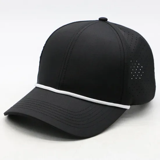 6 Panel Perforated Laser Cutting Hole Drilled Gorras Sport Baseball Hat Caps with Rope