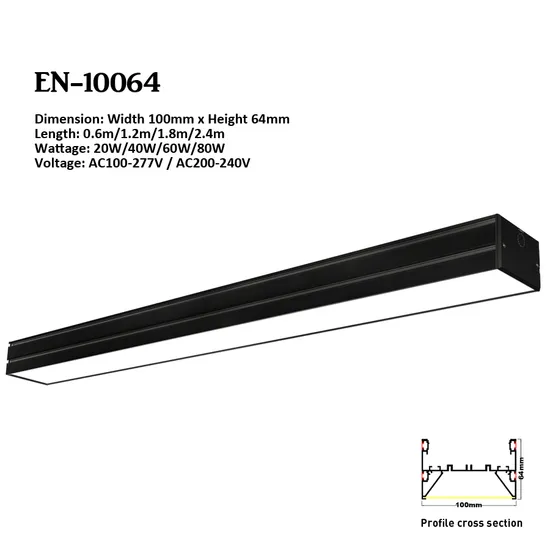 Large Dimension Continuous Run LED Linear Light Connectable 80W