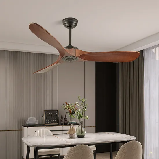 Ceiling Fan with Solid Wood with Smart Control for Living Room with LED Lights