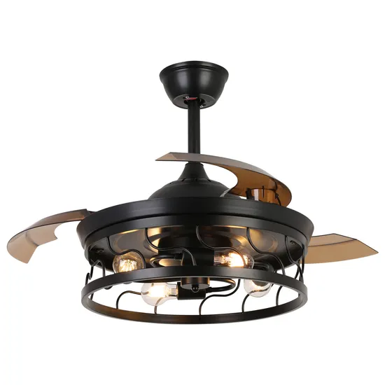 Iron DC Motor Hidden Blades Remote Control Invisible Ceiling Fan with LED Lighting