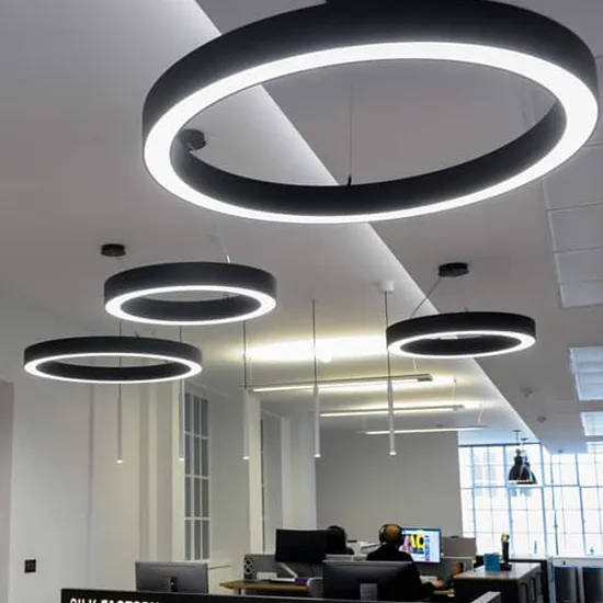 Aluminum Round Circle LED Pendant Lighting with Black/White/Silver Colors