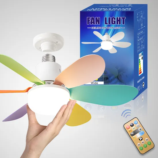 Colorful Fan 6 Blades E27 Socket LED Ceiling Fan Dimmable LED Light Ceiling Fan with Remote Control