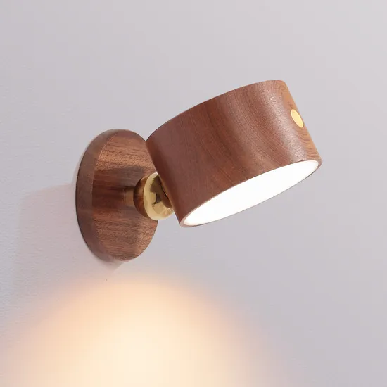 LED Simple Wooden Wall Lamp USB Charging Touch Magnetic Night Light Bedside Lamp