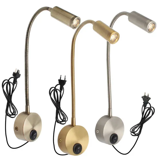 220V Plun in USB B Charge LED Neck Reading Light LED Wall Reading Light Type C Charging Reading Light Headboard Hotel Reading Light Bed Reading Light