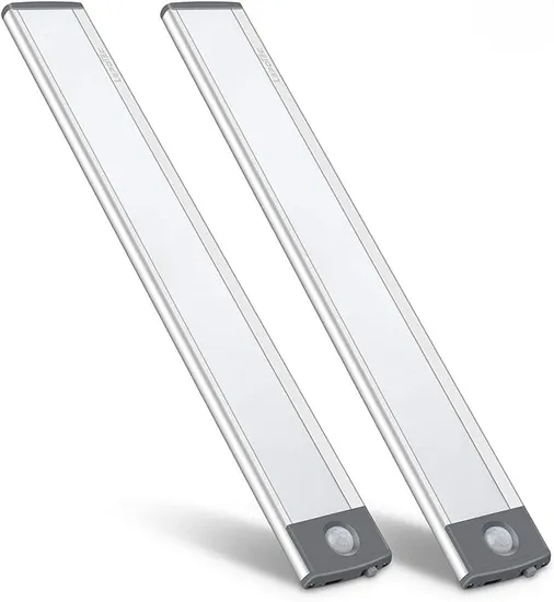 LED Motion Sensor Light Under Counter Lighting Wireless USB Rechargeable Kitchen Night Lights for Wardrobe Closets