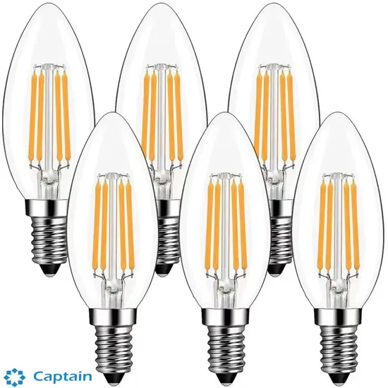 C35 4W 5W Warm White Dimmable E14 Base Candle Lights LED Filament Bulb