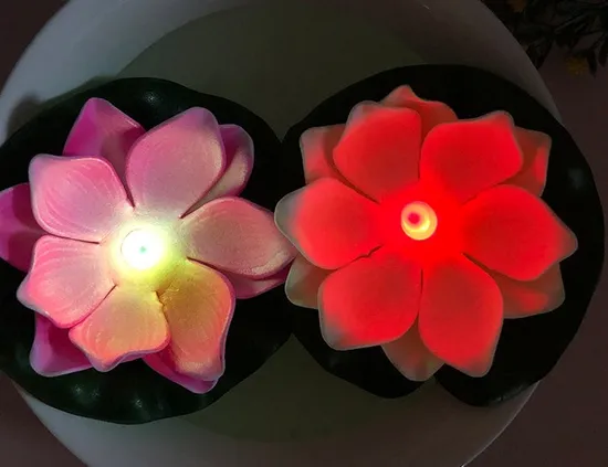 Romantic LED Floating Flower Shape Candle Night Light Colorful Wedding Decoration Lighting Bedroom Party Indoor Decor Lamp