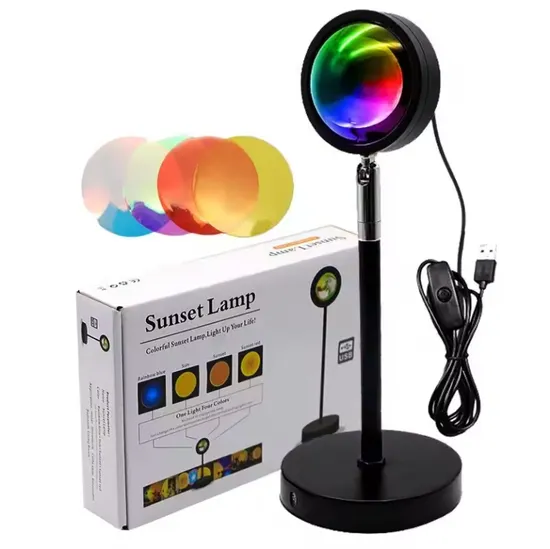 Modern Bedroom Table Lamp USB Charging LED Night Light Rainbow Sunset Light