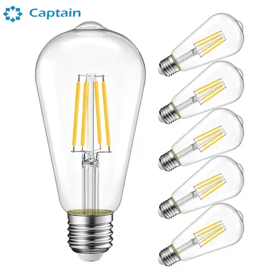 Factory Price St64 E27 4W 6W 8W Decorative LED Filament Bulb
