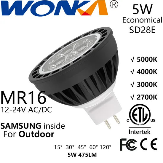 Economical Dimmable LED MR16 Lamp with 5W 12-24V AC/DC for Landscape Lighting