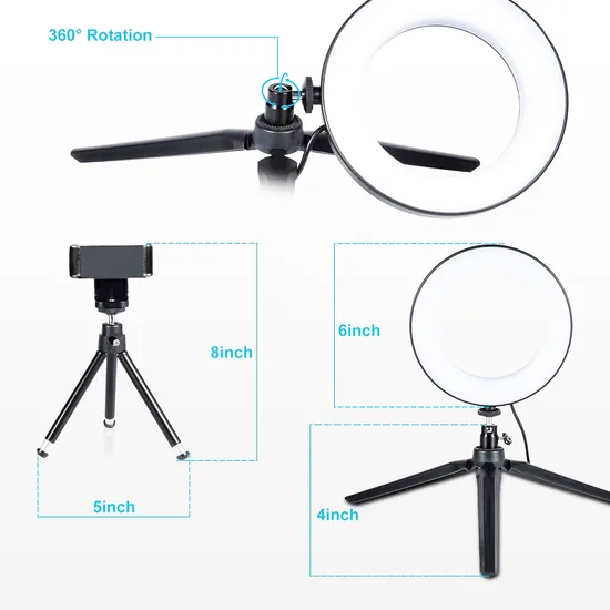 Professional LEDs Photo Light Ring Lamp Dimmable Circular Beauty Lamp Tripods Selfie Ring Light
