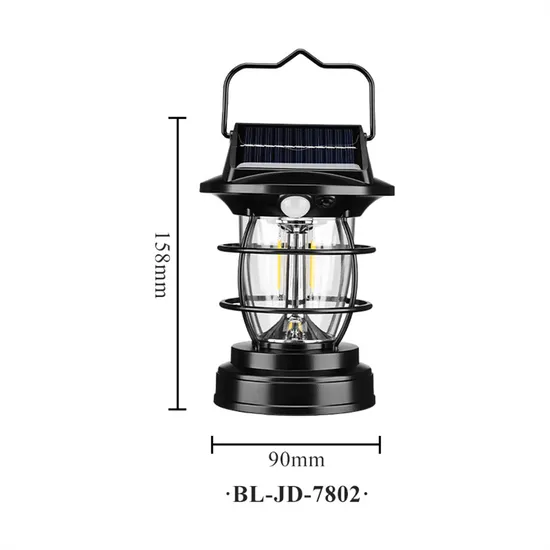 Outdoor Waterproof Solar Rechargeable Camping Tent Lamp Lantern Flickering Flame Hanging LED Light