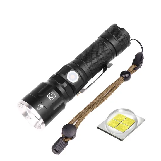 Glodmore2 Xhp70 LED Flashlight Rechargeable Use 18650 or 26650 Battery Light Bulb Zoom Flashlight Strong Light Self-Defense Camping Lights