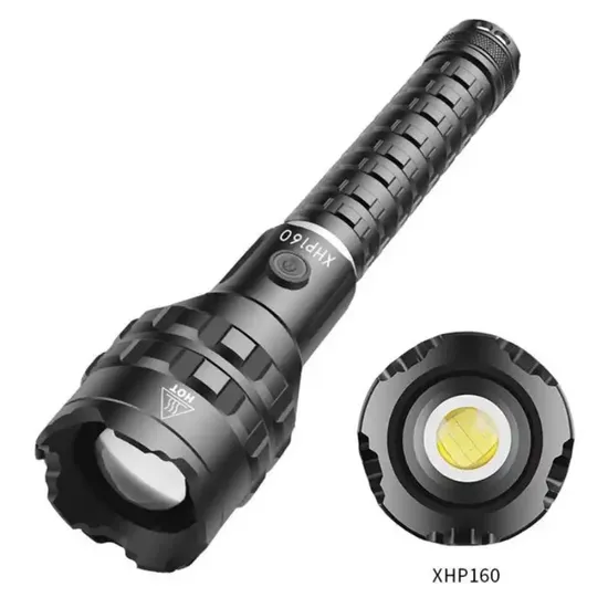 Xhp160 Powerful LED Flashlight Zoomable LED Torch Type-C Rechargeable Tactical Flashlight 18650/26650 Hunting LED Torch Light