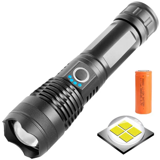 1000 Lumen P50 Aluminum Zoomable Rechargeable Emergency Torch Flashlight