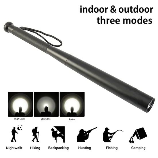 Baseball Flashlight Outdoor Multi-Function 3 Mode Lighting Security Mace Self-Defense Tactical Gear LED Torch