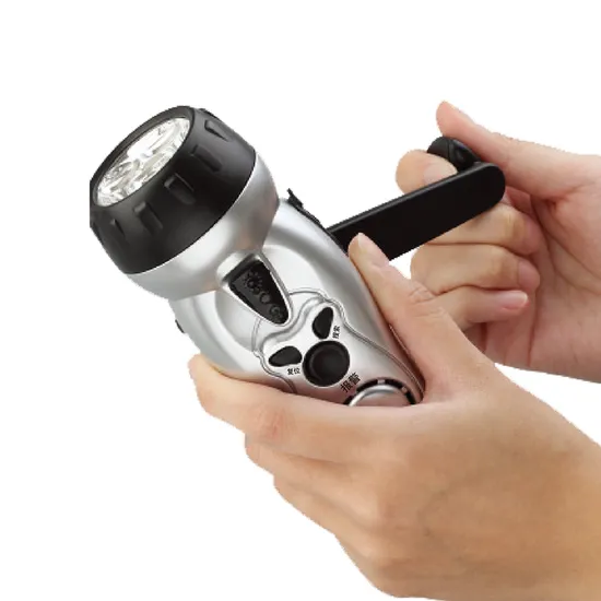 Classical Dynamo Crank Hand LED Flashlight with FM Radio