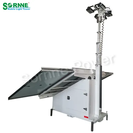 Outdoor 4 Panels 9m Hydraulic Mast Rotation Solar LED Light Tower
