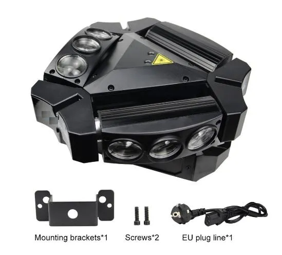 9PCS 10W RGBW 4in1 LED Spider Beam +Laser Moving Head Light