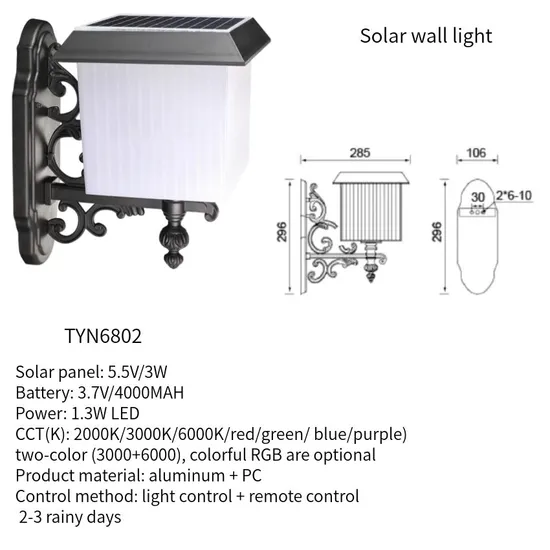 3W LED Outdoor Solar Energy Saving Lamp for Garden Landscape Wall Light