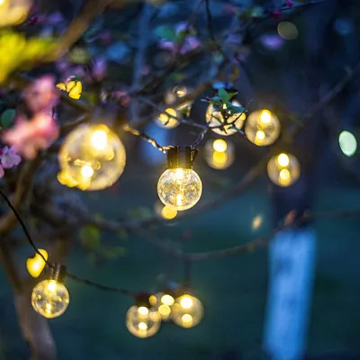 Solar Powered LED Decorative Patio Lights Hemp Rope Ball String Lights Outdoor