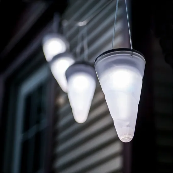 Cone Shaped Hanging Type Solar Powered Light Sense LED Lamp for Party Garden Pathway Landscape Wall Outdoor Indoor Decoration