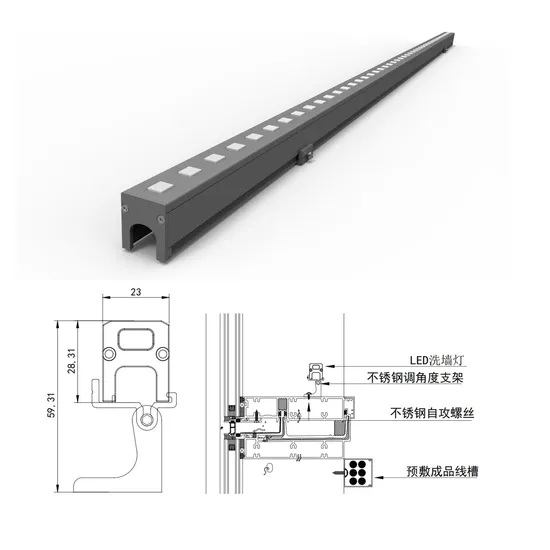 DC24V IP65 Jyfx07 Anti Glare 10W 12W 15W 1800K-10000koption Wall Washer Light